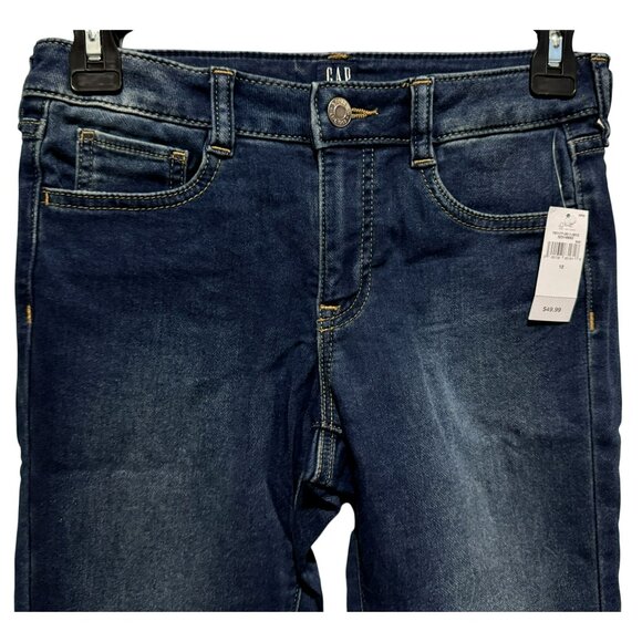 Gap Kids Girls Skinny Sweatpant Jeans Sz 12 Dark Wash Classic 5 Pocket NEW - Picture 2 of 6